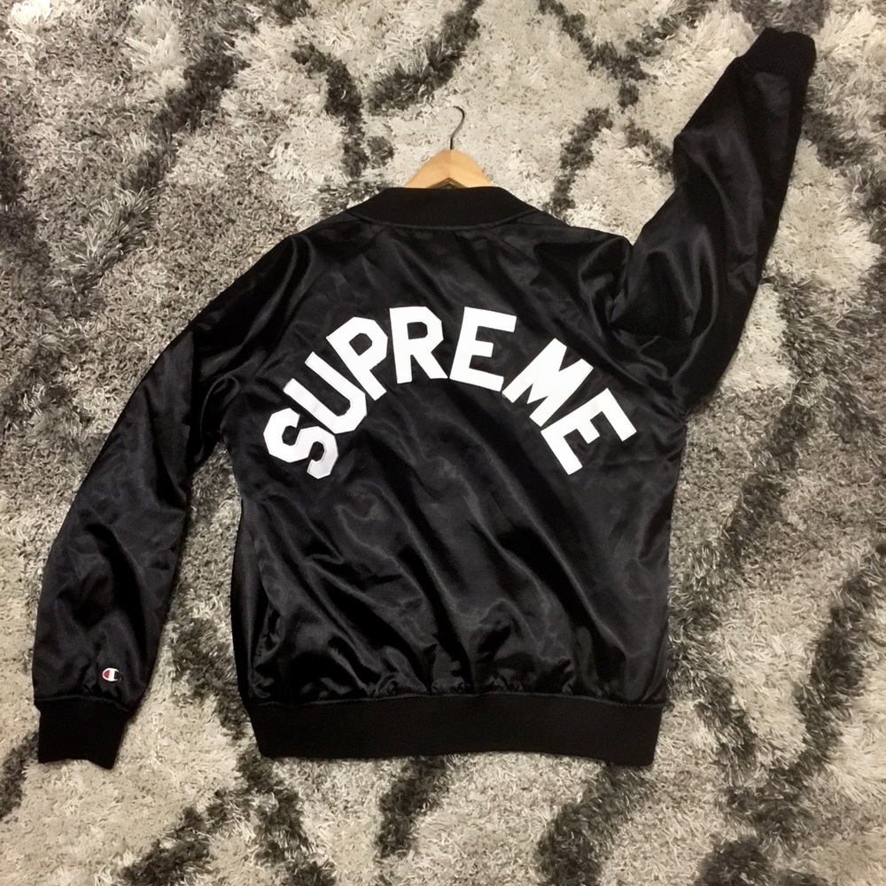 supreme x champion satin jacket